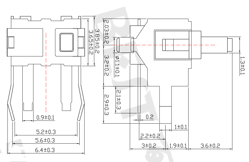 微動開關TC-0030B參考圖紙 微動開關TC-0030B參考圖紙