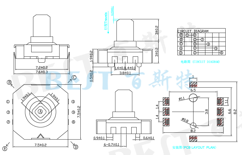 輕觸開關MT-11WW參考圖紙 輕觸開關MT-11WW參考圖紙